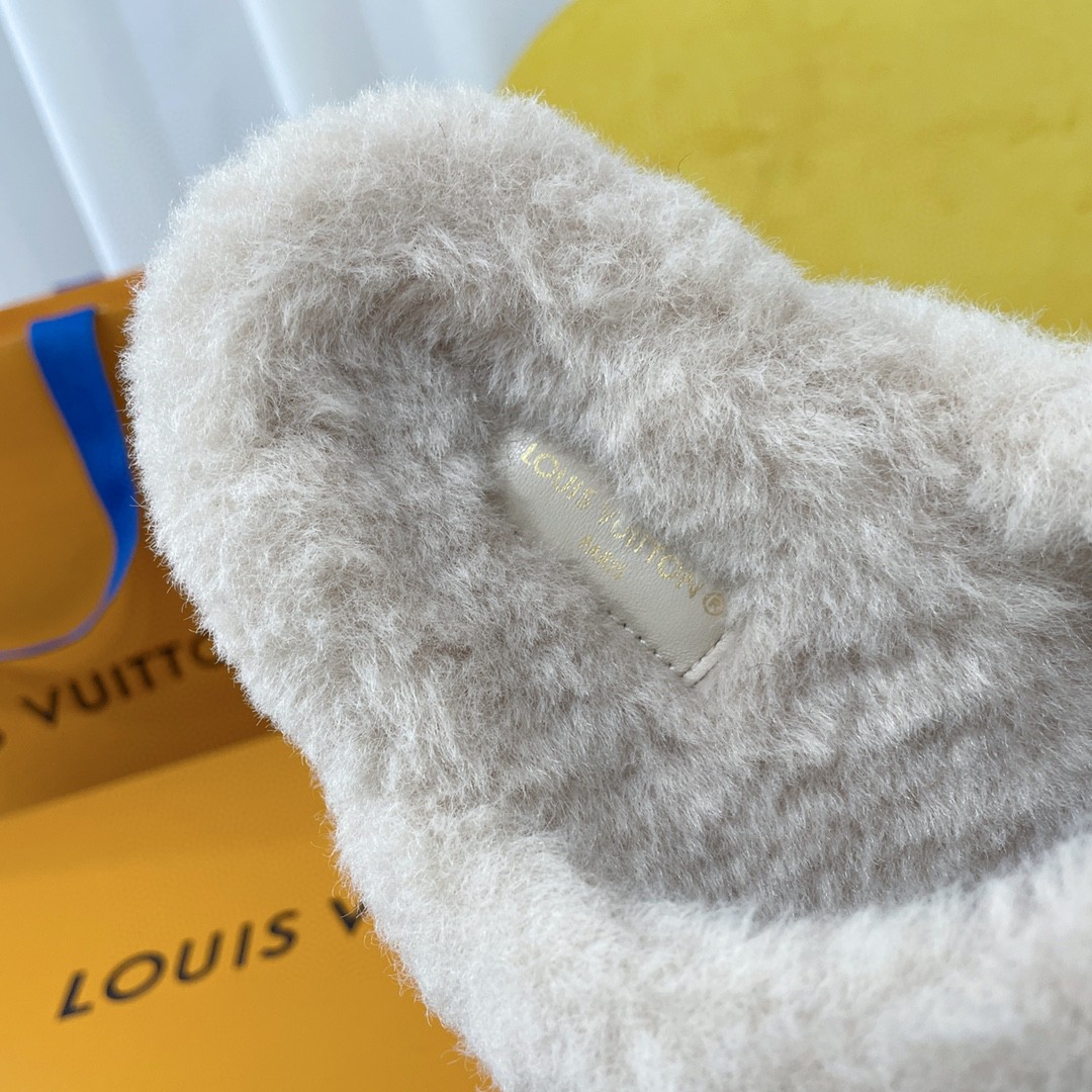 L0vis Vvtt0n Slipper Pillow Flat Comfort Mule Beige For Women