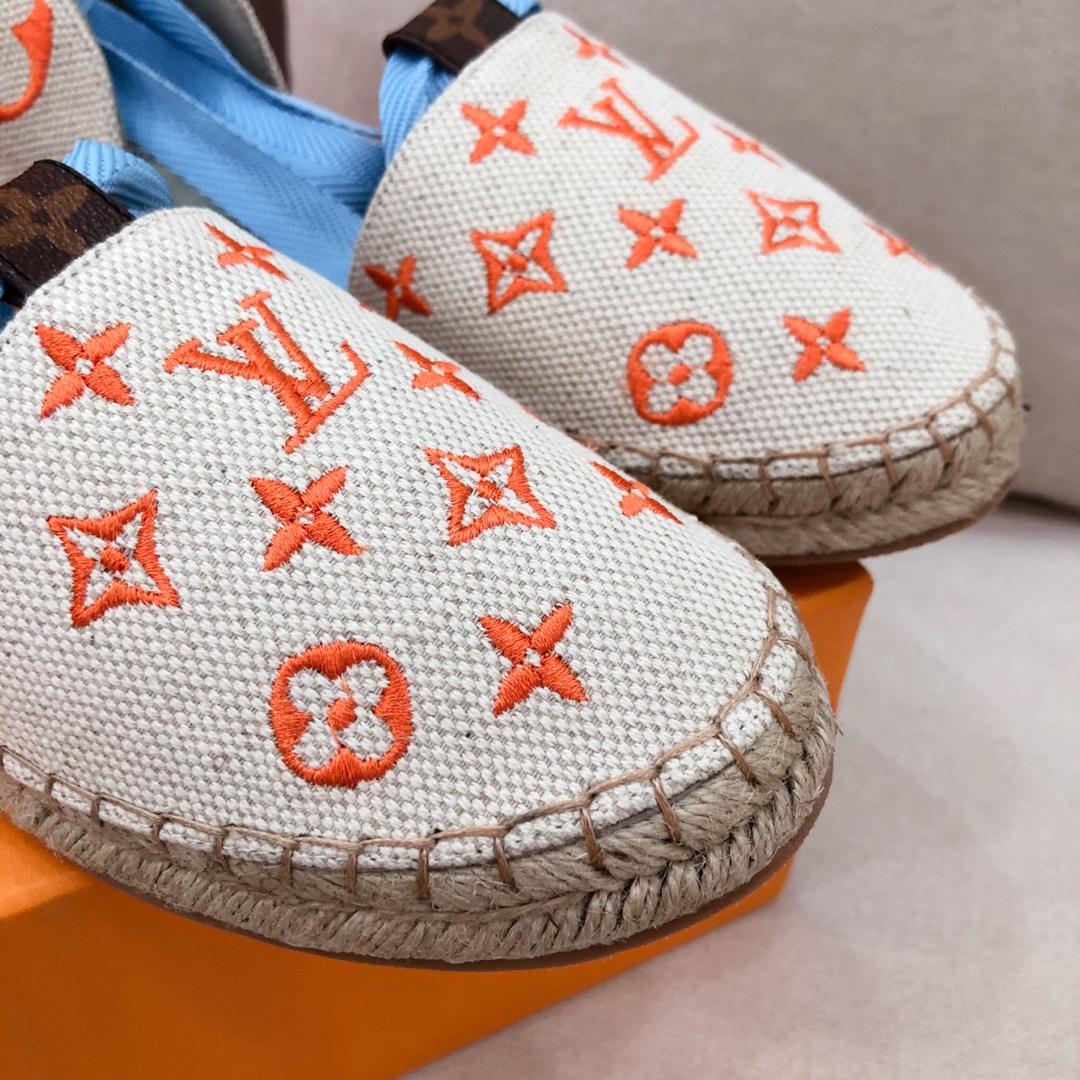 L0vis Vvtt0n Women’s Starboard Flat Espadrille Orange For Women LV