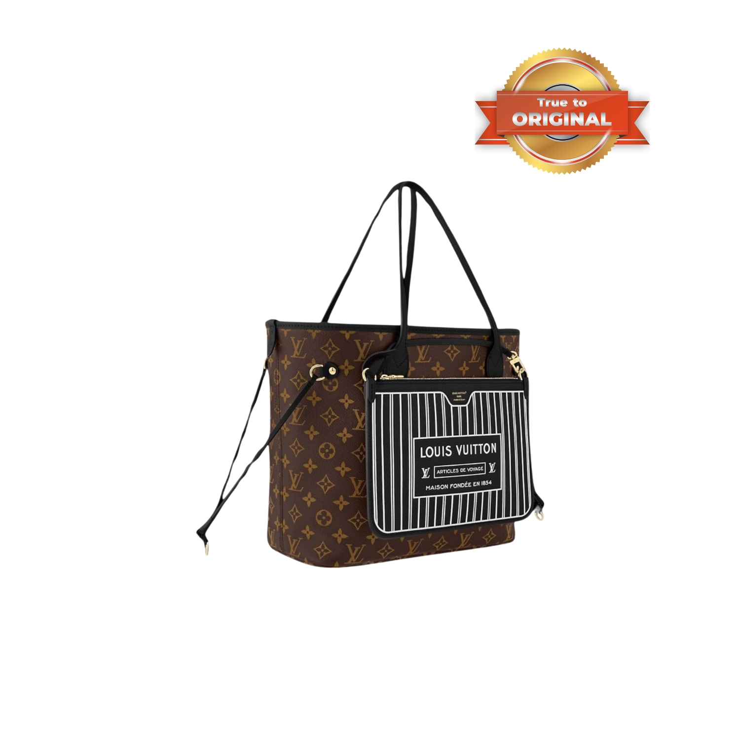 [True-to-ORIGINAL] L0vis Vvtt0n Neverfull Inside Out MM Black For Women 31cm/12.2in – M11946