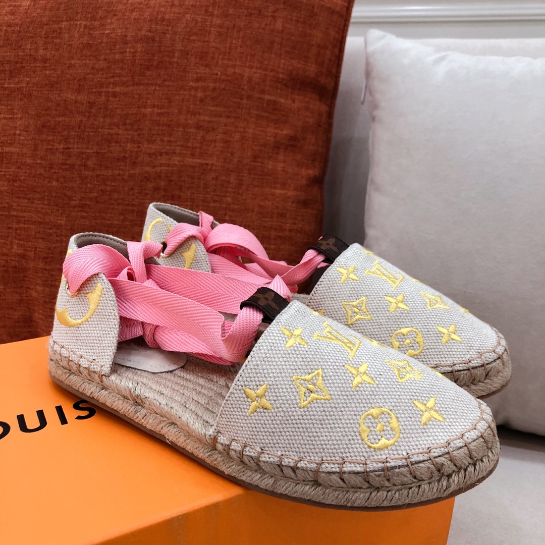 L0vis Vvtt0n Women’s Starboard Flat Espadrille Yellow For Women LV