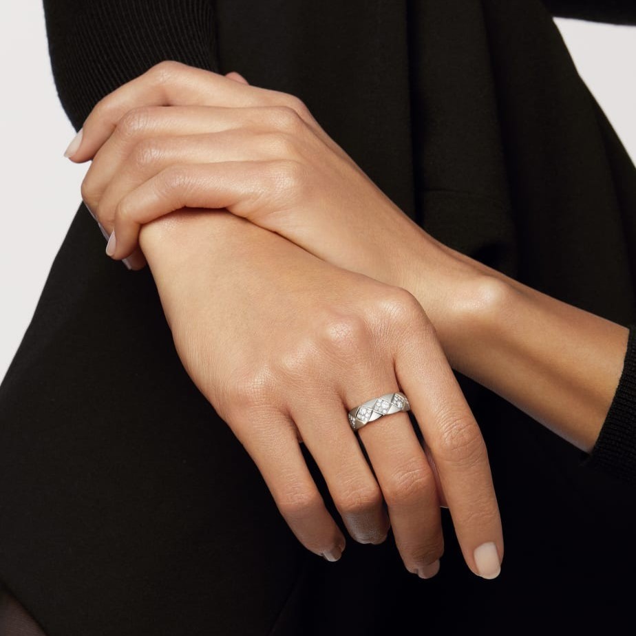 Ch**el Coco Crush Ring White Gold Small Version For Women J12869