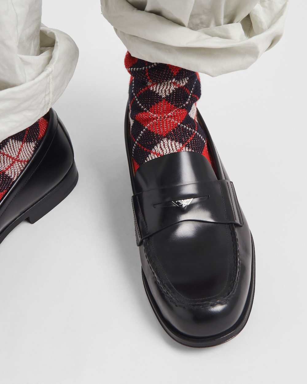 Pra*a Brushed Leather Loafers Black For Men 2DB201_055_F0002_F_C000