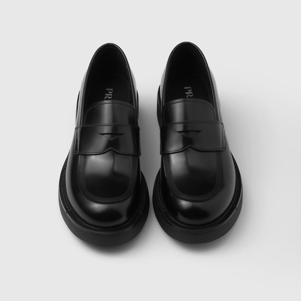 Pra*a Brushed Leather Loafers Black For Men 2DG149_055_F0002