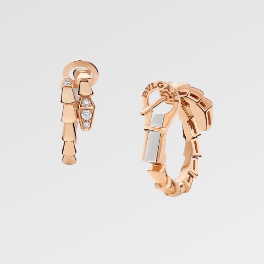 Bv1g*ai Serpenti Viper Earrings Rose Gold For Women 359949