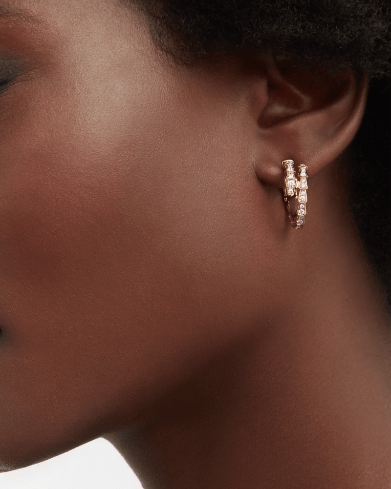 Bv1g*ai Serpenti Viper Earrings Rose Gold For Women 358361