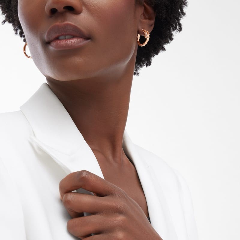 Bv1g*ai Serpenti Viper Earrings Rose Gold For Women 359949