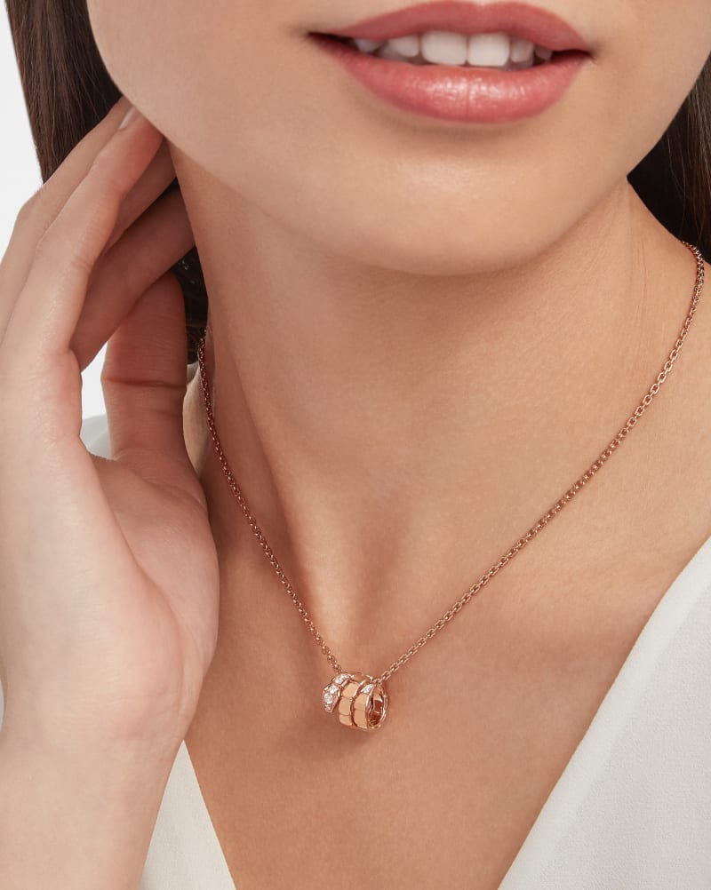 Bv1g*ai Serpenti Viper Necklace Rose Gold For Women 357794
