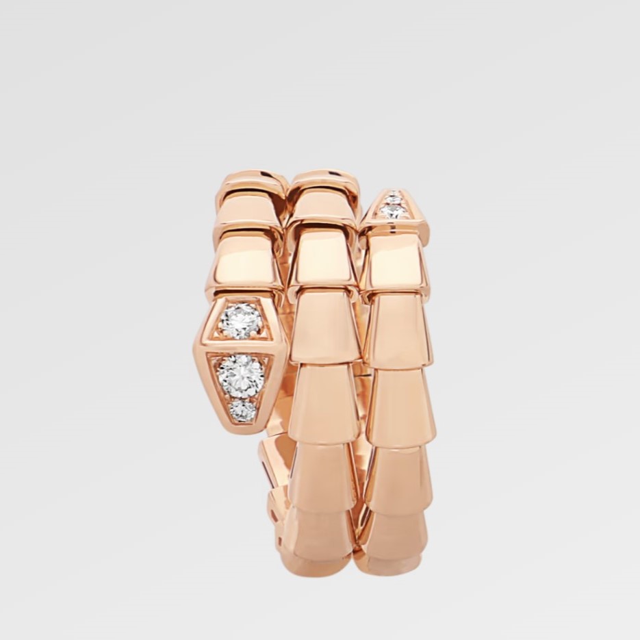 Bv1g*ai Serpenti Viper Ring Rose Gold For Women 357867