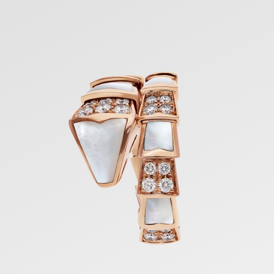 Bv1g*ai Serpenti Viper Ring Rose Gold For Women 350670