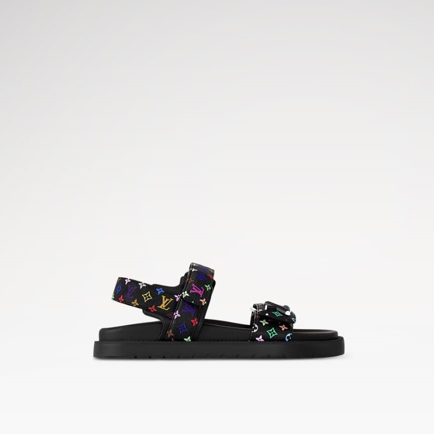 L0vis Vvtt0n LV x TM LV Sunset Flat Comfort Sandal Black For Women 1AGXF6