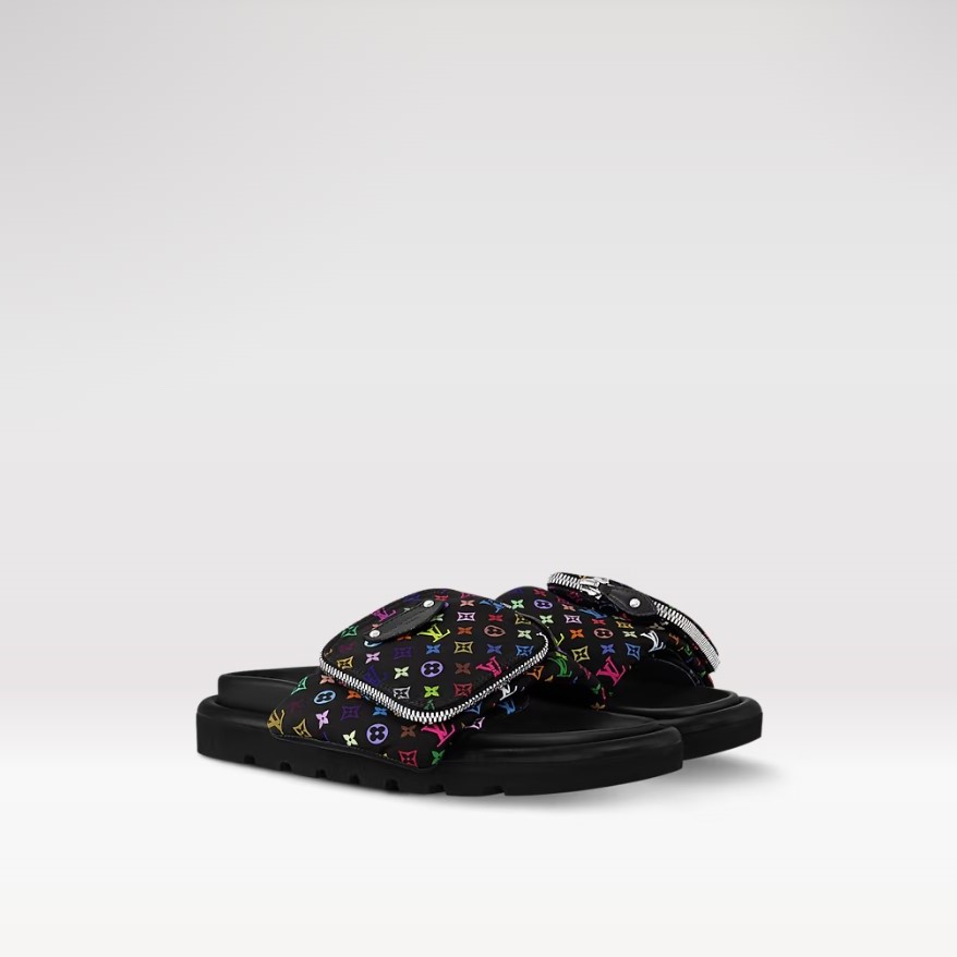 L0vis Vvtt0n LV x TM Pool Pillow Flat Comfort Mule Black For Women 1AGVRH