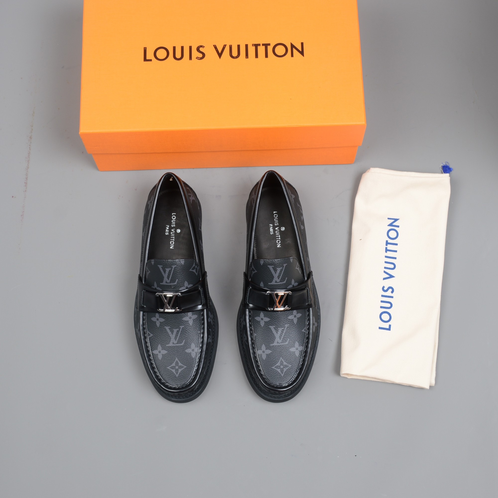 L0vis Vvtt0n Monte Carlo Mocassin in Black Monogram Canvas for Men
