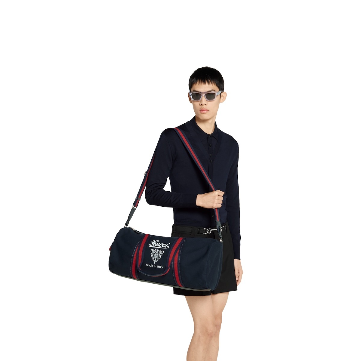 Gvc*1 Large Printed Canvas Duffle Bag Dark Blue 21.3in/54cm 816866 FAD78 4044