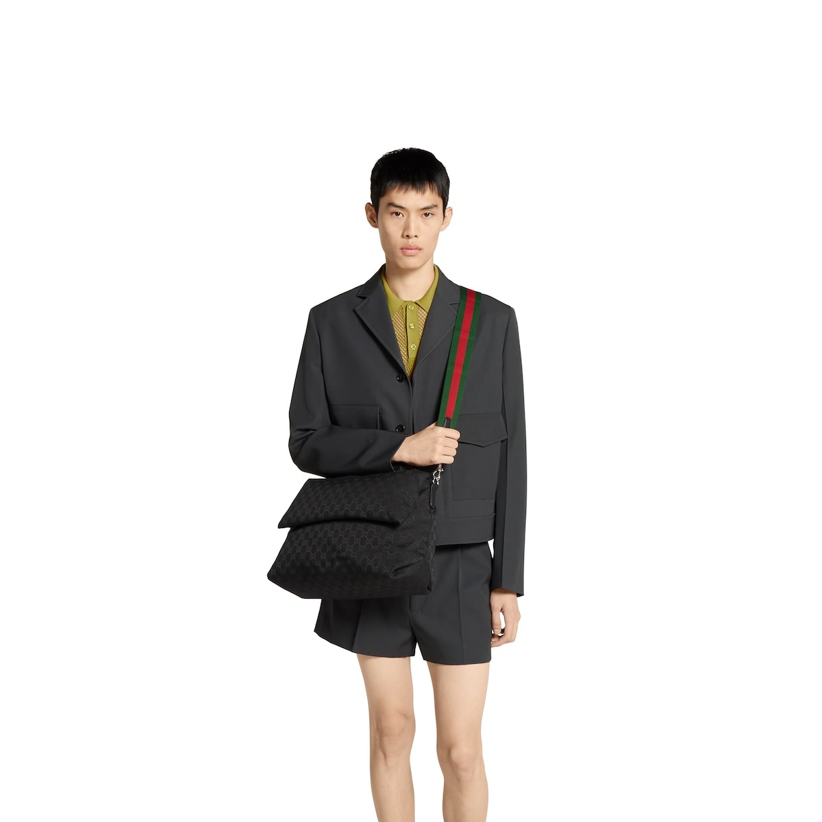 Gvc*1 Medium GG Crossbody Bag With Web Black For Men 14.2in/36cm 821616 FAEHA 1042