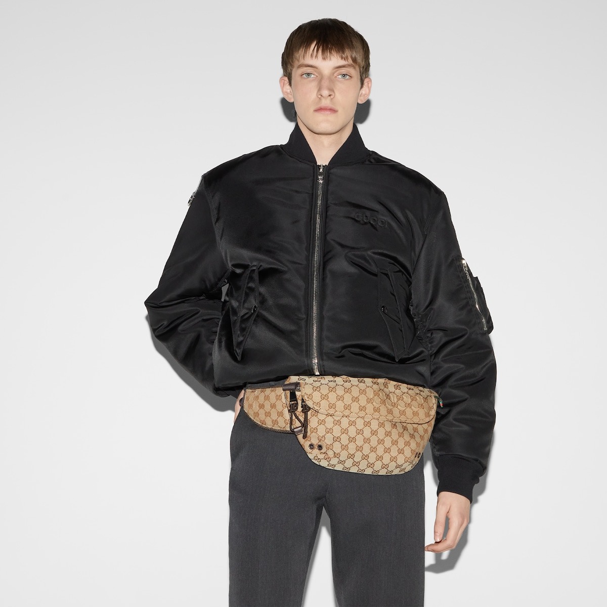 Gvc*1 Small GG Belt Bag Beige And Dark Brown For Men 12.6in/32cm 804262 FADUK 9853