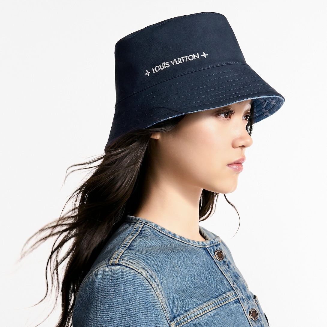 L0vis Vvtt0n Denim Bucket Hat Blue For Women M7951M