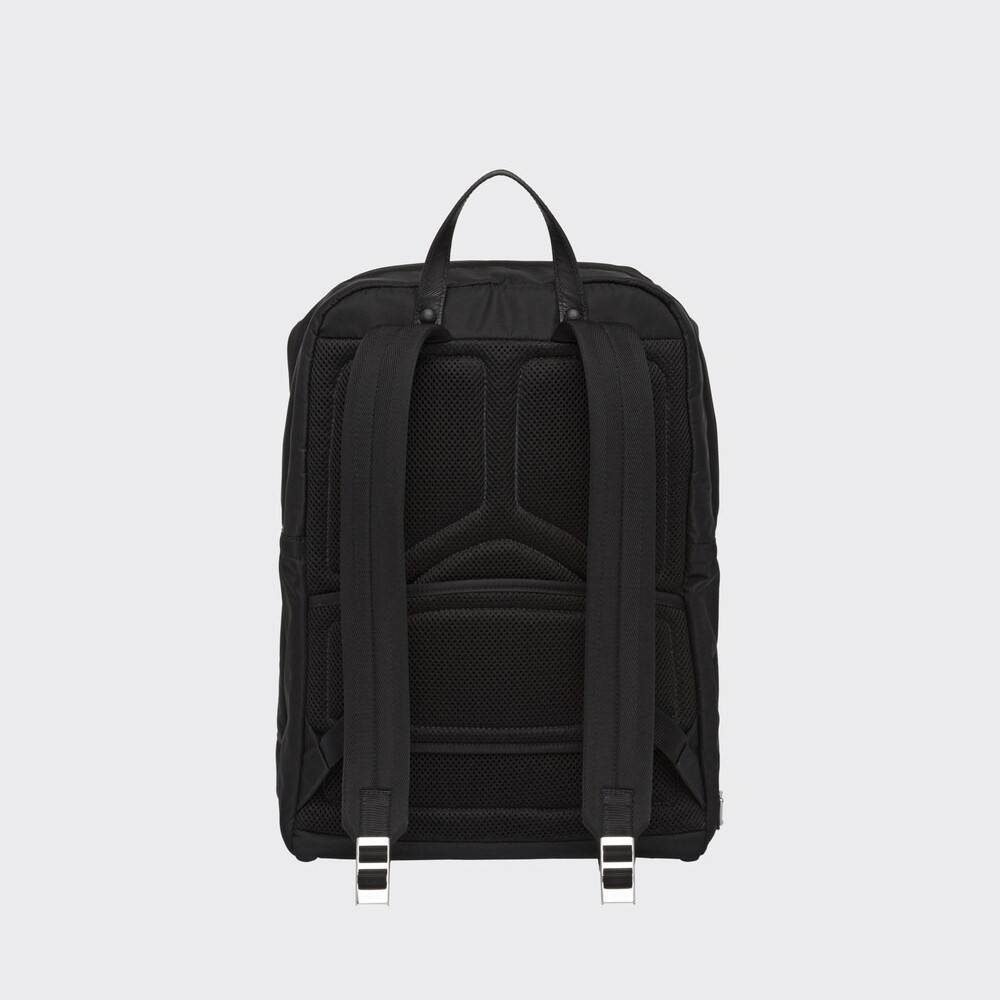 Pra*a Re-Nylon And Leather Backpack Black For Men 11.4in/29cm 2VZ028_2DMG_F0002_V_OOO