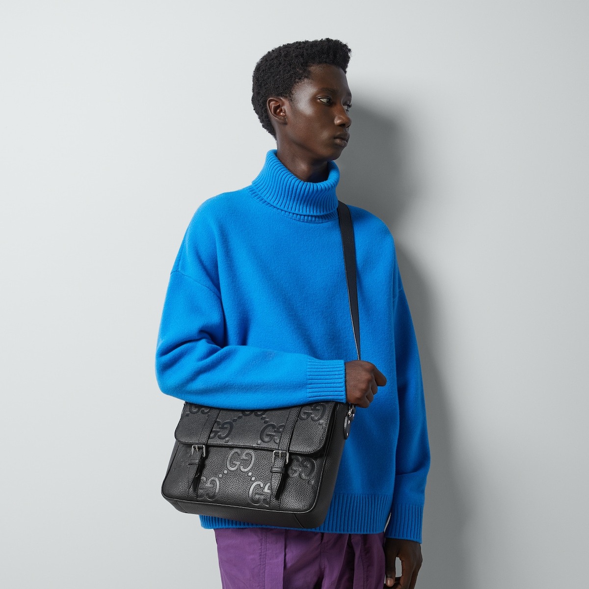 Gvc*1 GG Jumbo Medium Messeger Bag Black For Men 12.2in/31cm 760234 AABY0 1000