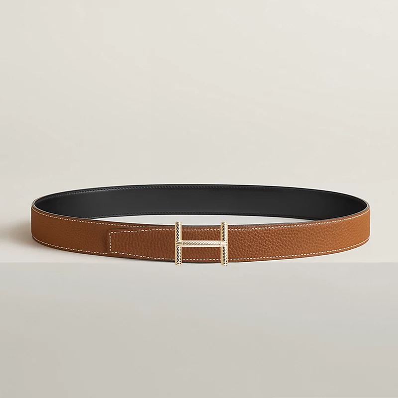 H**me5 Hisseo Belt Buckle And Reversible Leather Strap 32 mm Noir/Brown H073967CAAA075