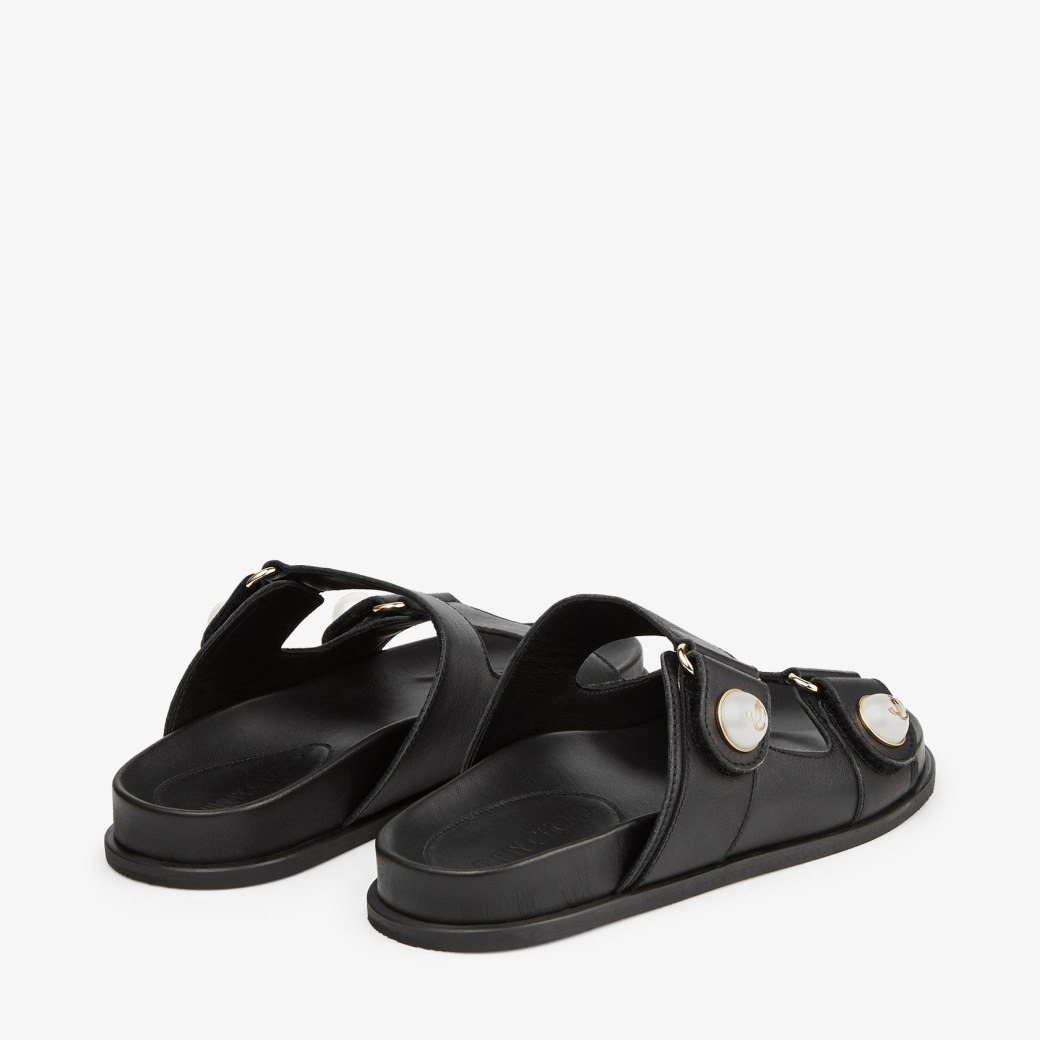 J1m*y Ch00 Fayence Sandal Black For Women FAYENCESANDALSQM
