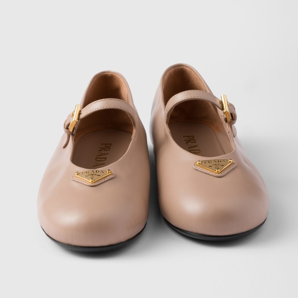 Pra*a Leather Ballerinas Powder Pink For Women 1F793N_038_F0236_F_005