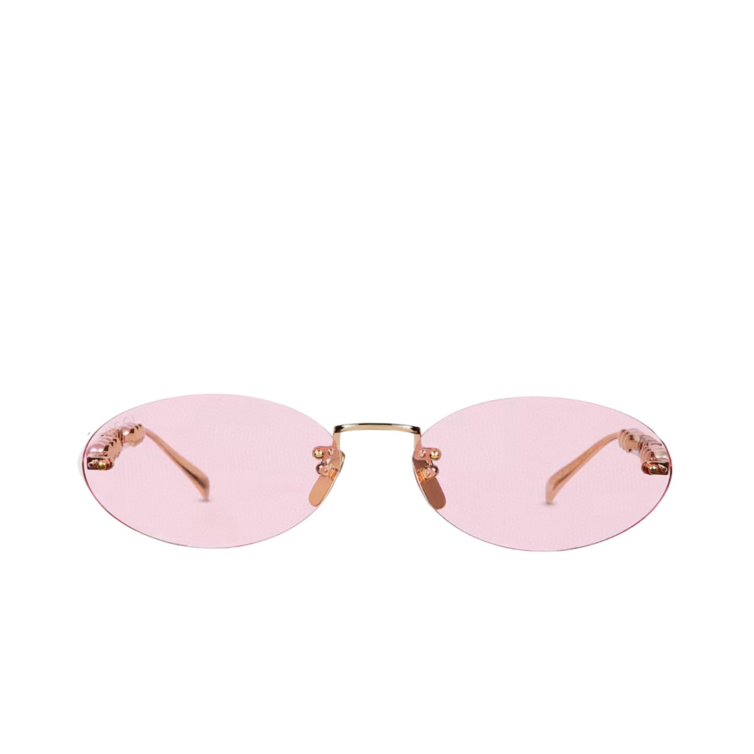 Gvc*1 Oval Frame Sunglasses Solid Light Pink With Gold Toned Metal Frame – 820505 I3330 8059