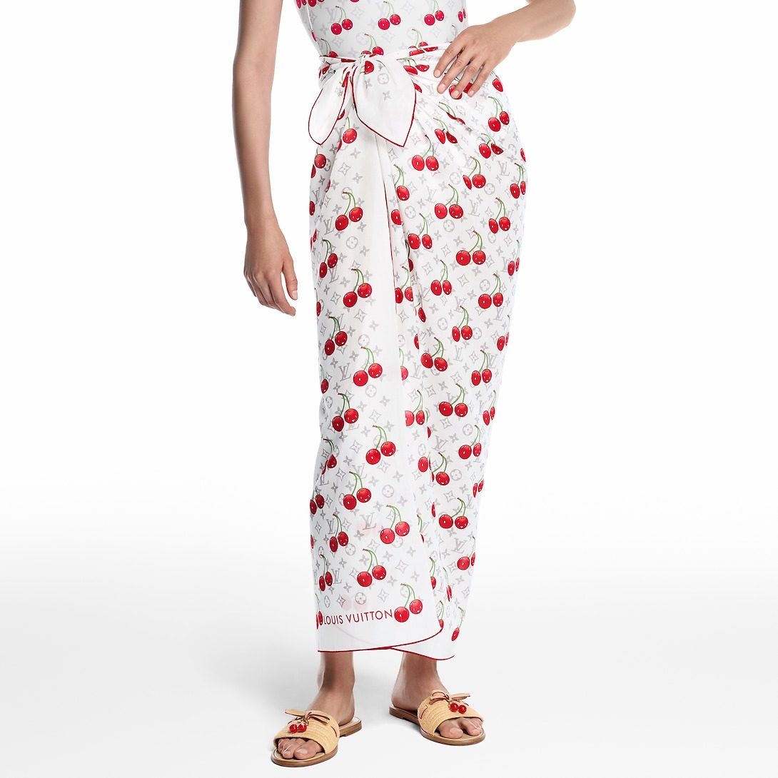 L0vis Vvtt0n LV x TM Monogram Cerise Shawl White For Women 46.5in/118cm M96076