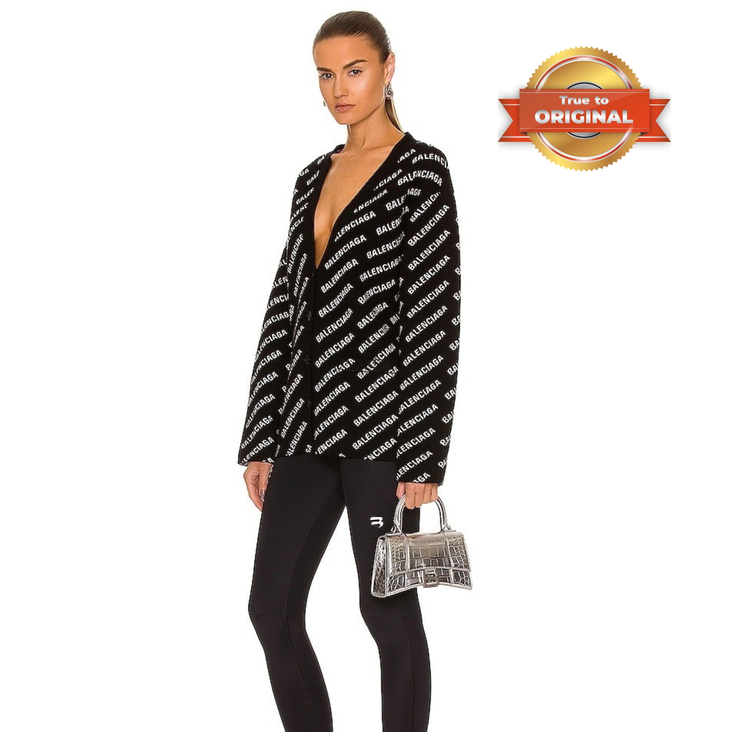 [True-to-ORIGINAL] Ba1en*iaga XS Hourglass Top Handle Bag Metallic Silver For Women 19cm/7.5in 592833-1S4CY-8110