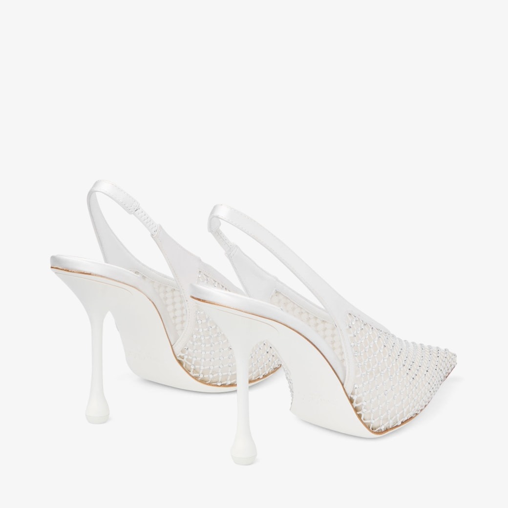 J1m*y Ch00 Isa 95 Crystal Mesh Pumps White For Women ISA95QHS