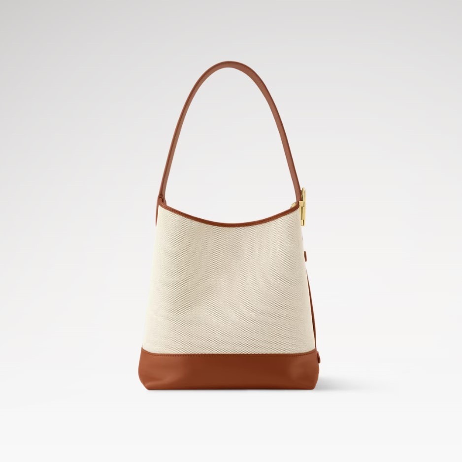 L0vis Vvtt0n Low Key Hobo PM Ecru/Cognac For Women 11in/28cm M25468