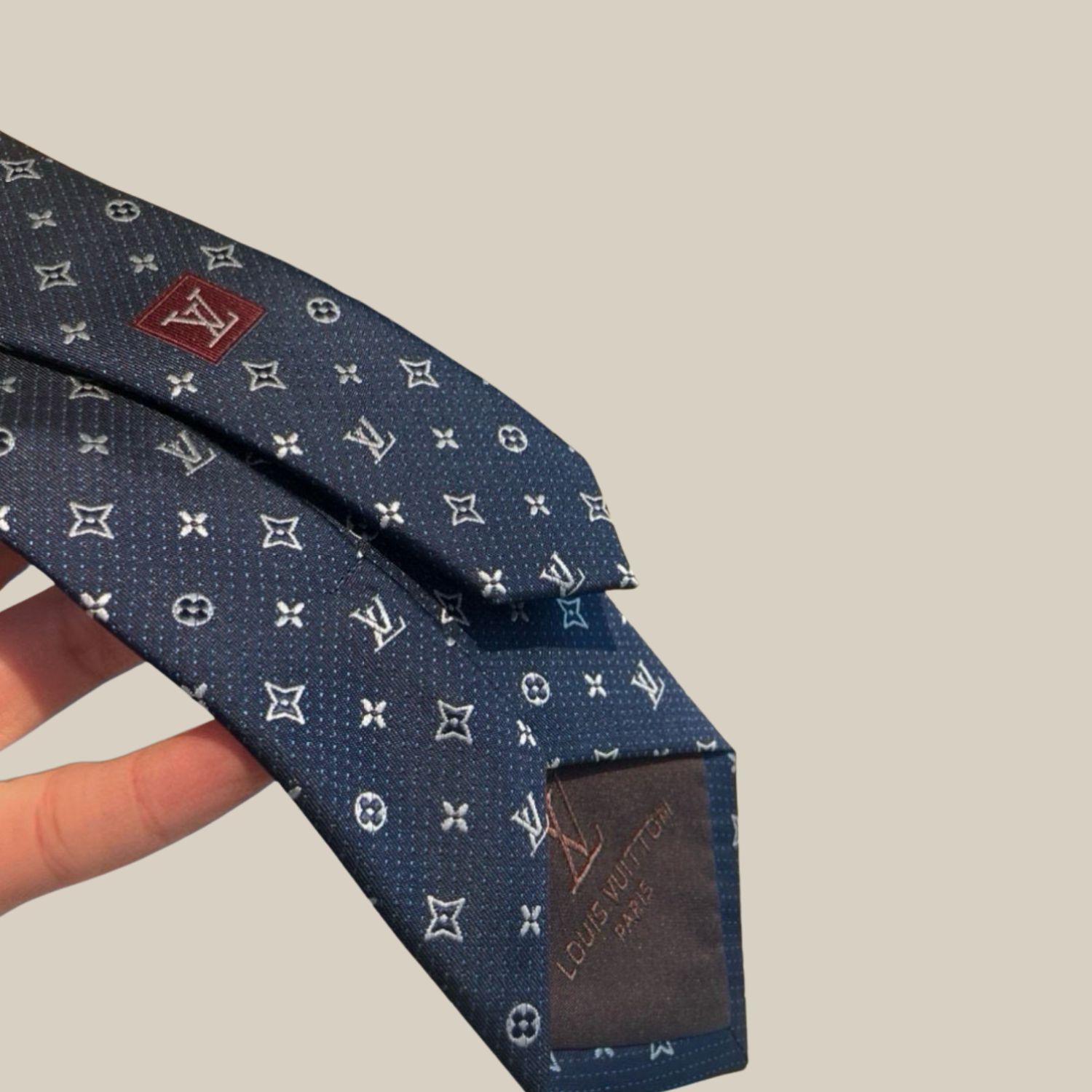 L0vis Vvtt0n Signature Monogram Silk Tie Deep Blue For Men