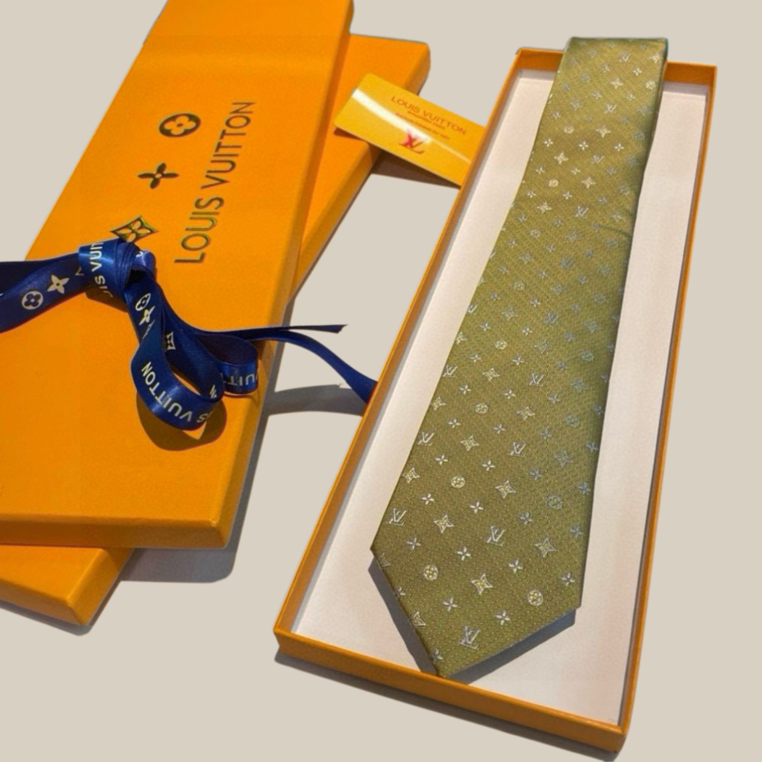L0vis Vvtt0n Signature Monogram Silk Tie Mustard For Men