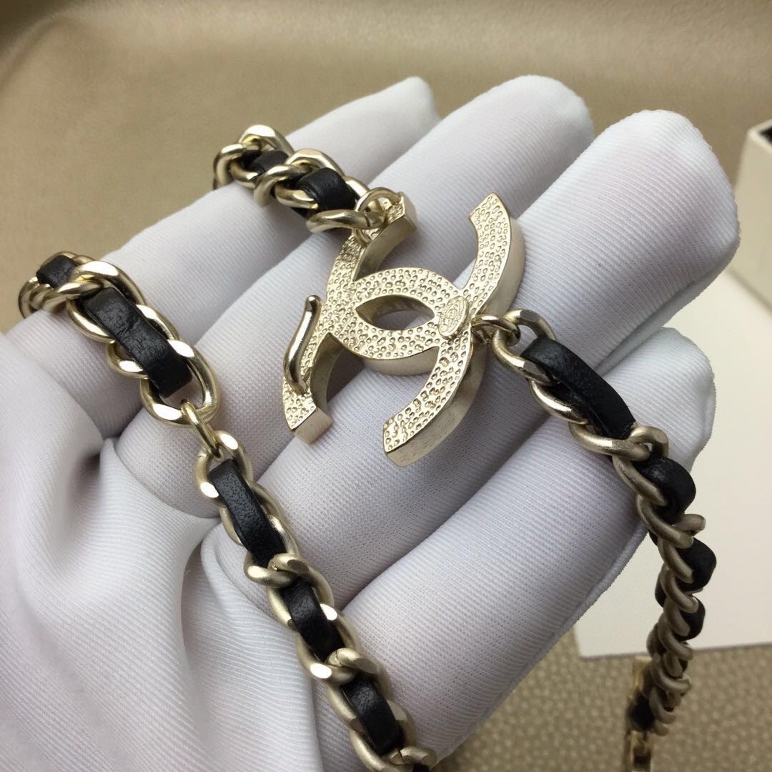 Ch**el CC Logo Chain Belt Black For Women