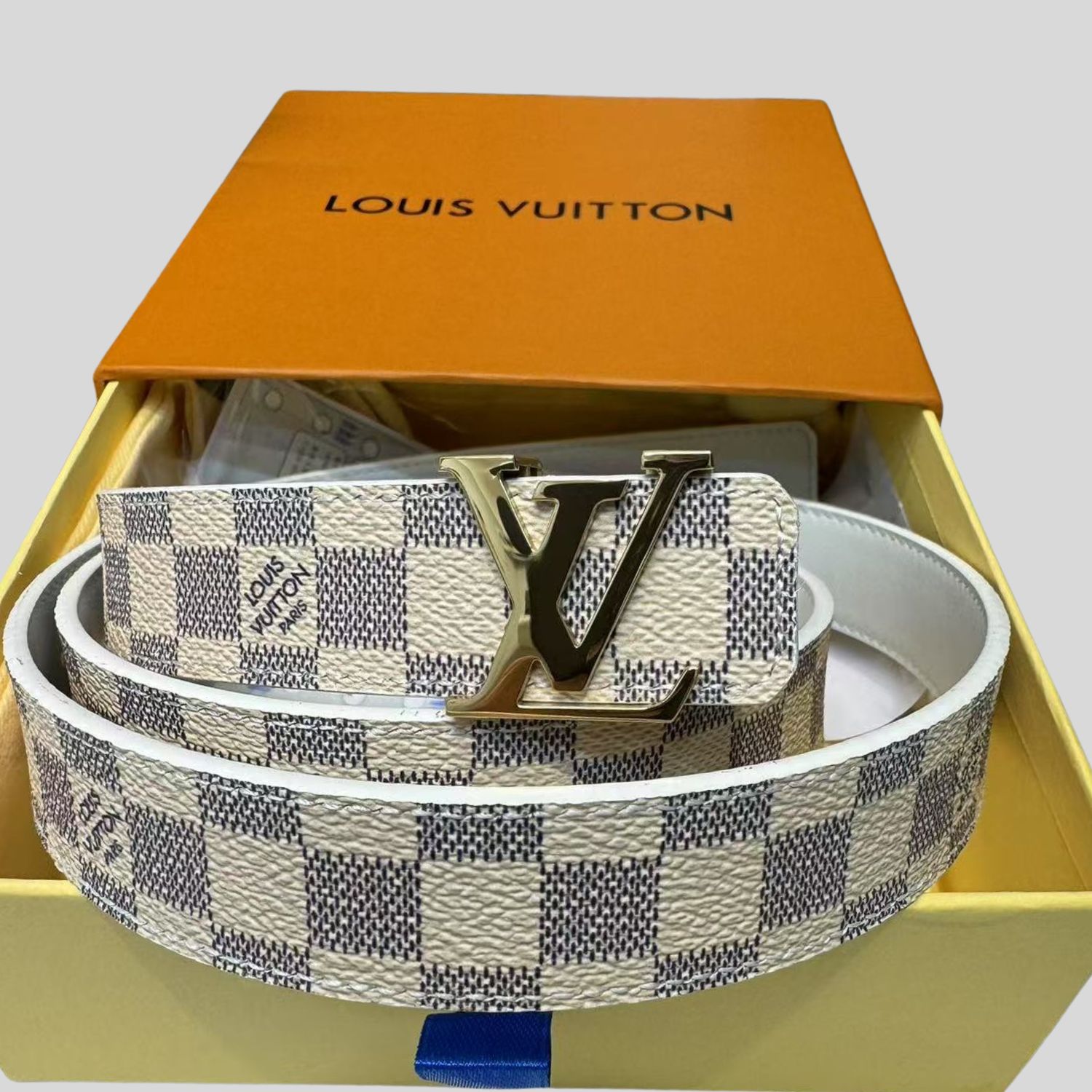 L0vis Vvtt0n LV Initiales Reversible Belt Damier Azur Canvas, LV Women Belt M0325Q