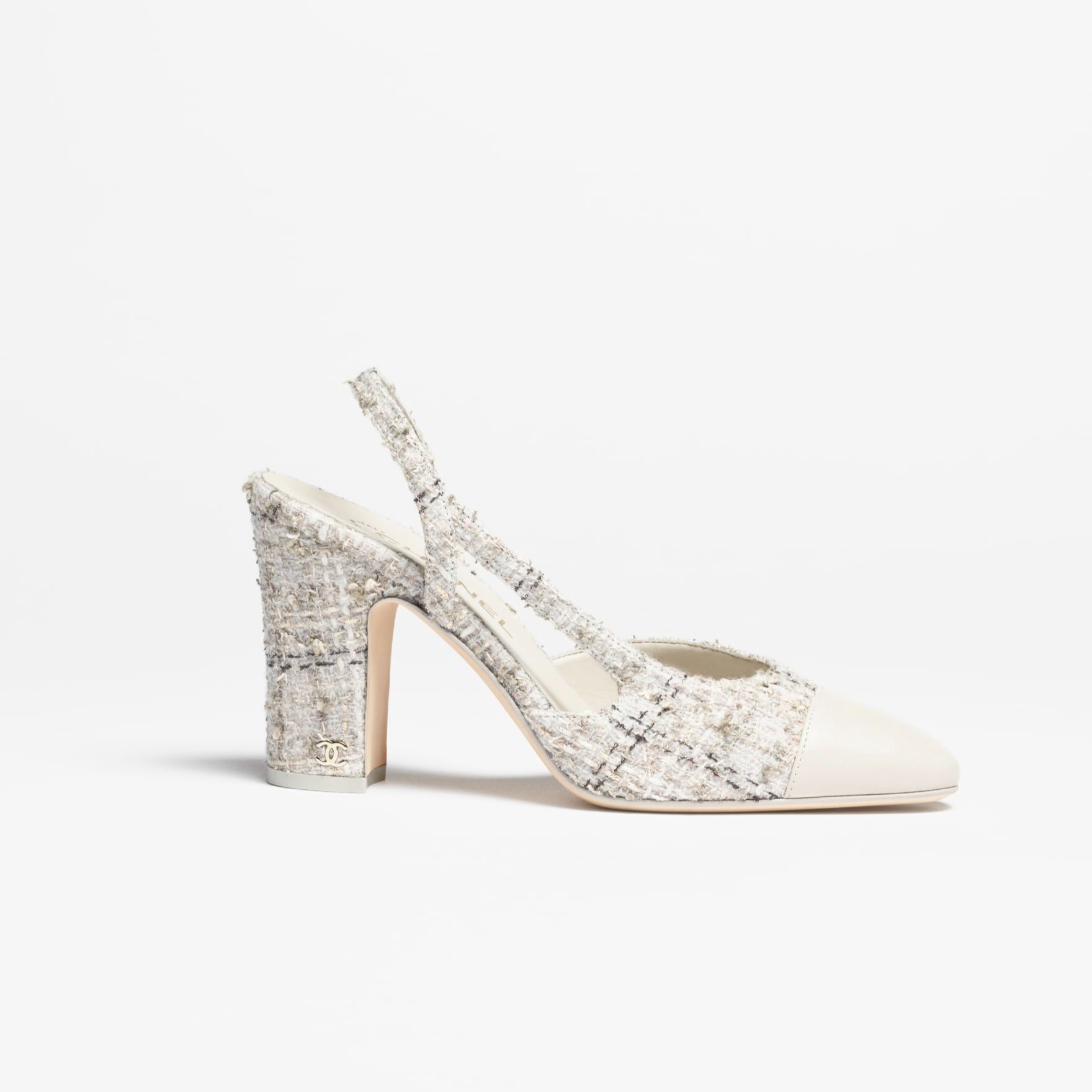 Ch**el Tweed Slingbacks Gray/Black For Women G45509-B21771-U3336