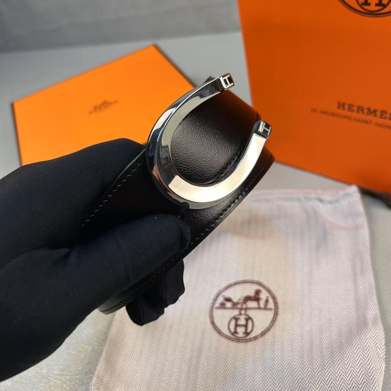 H**me5 Luck Belt Buckle Reversible Leather Strap 38mm Noir For Men H010412CK05