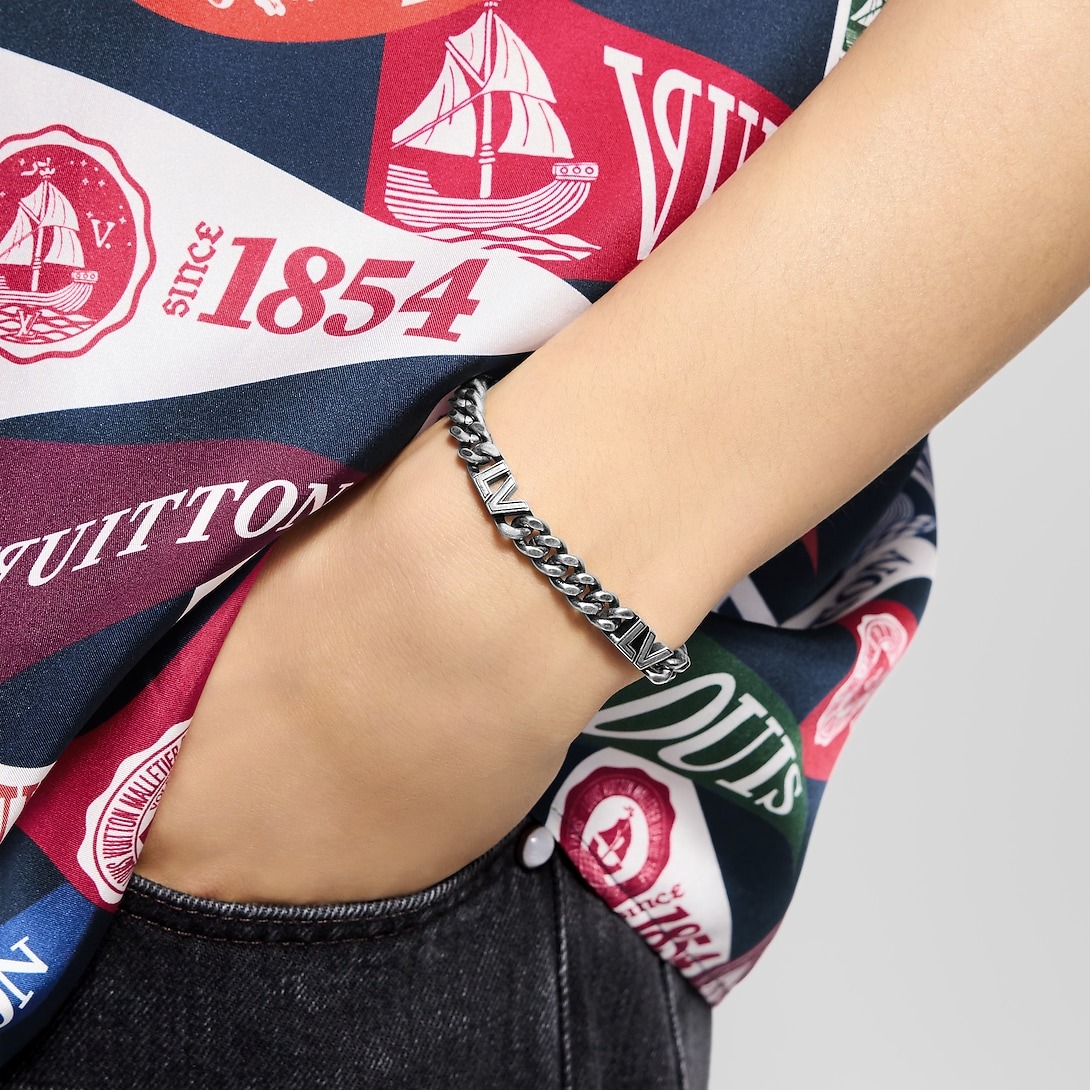 L0vis Vvtt0n LV Club Chain Bracelet Silver-Toned For Men M03018