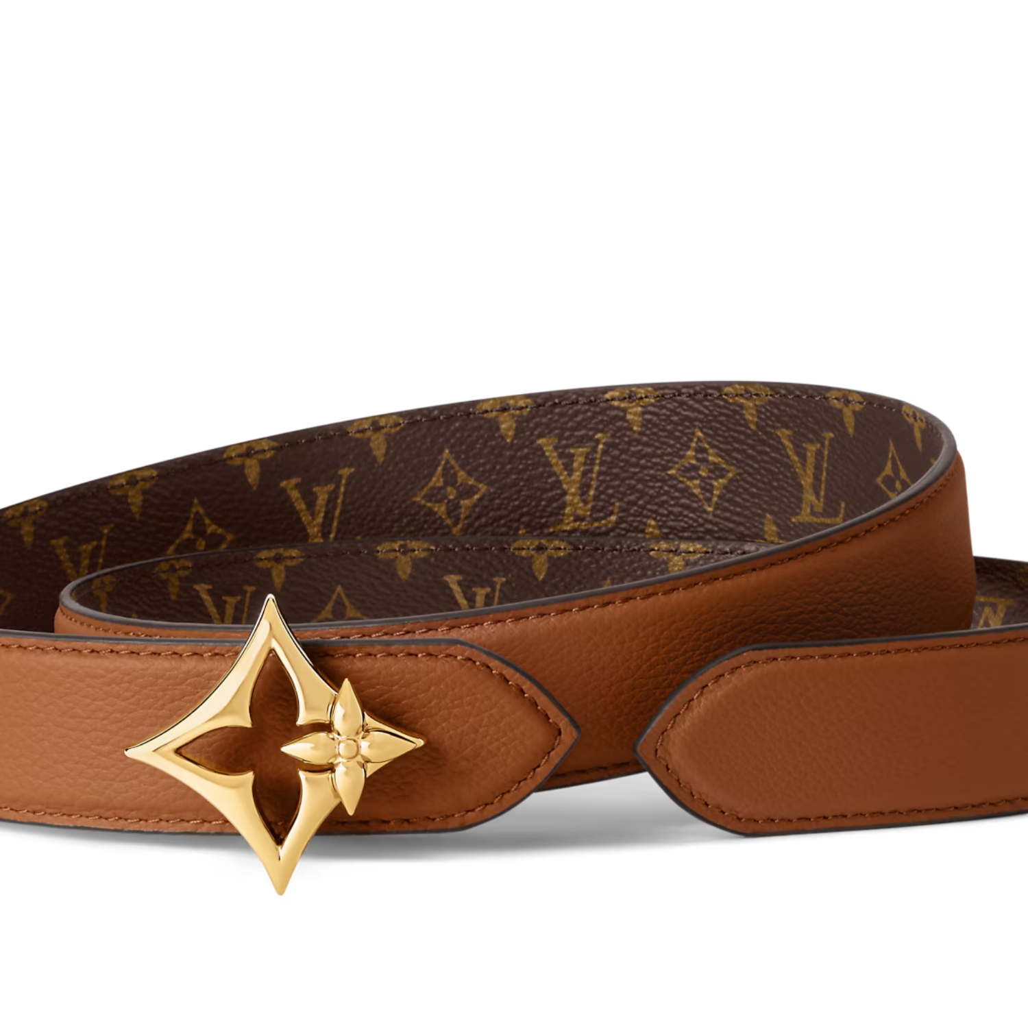 L0vis Vvtt0n LV Flowergram 30mm Reversible Belt Cognac For Women M4392U