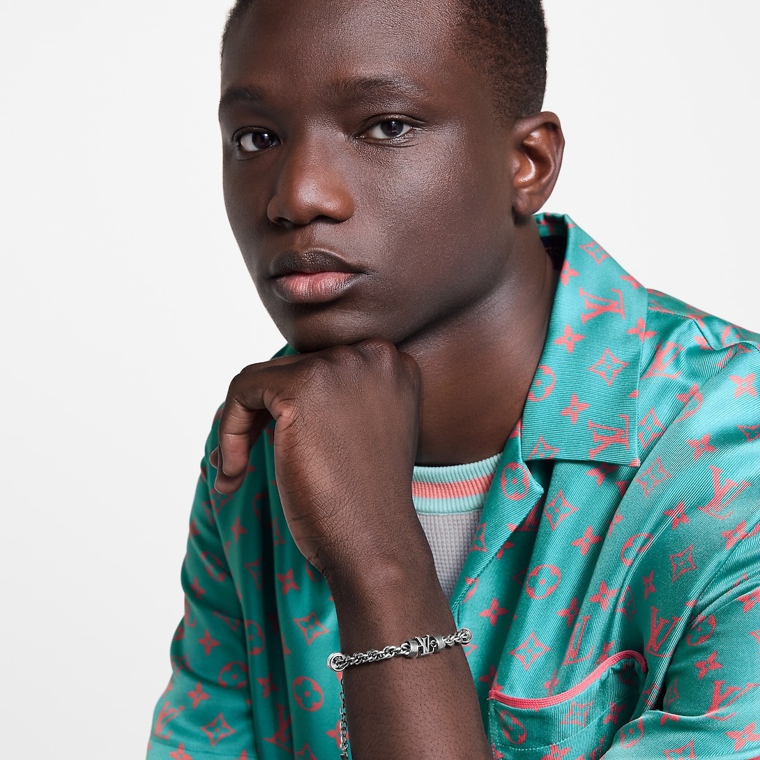 L0vis Vvtt0n LV Wire Bracelet Silver-Toned For Men M02744