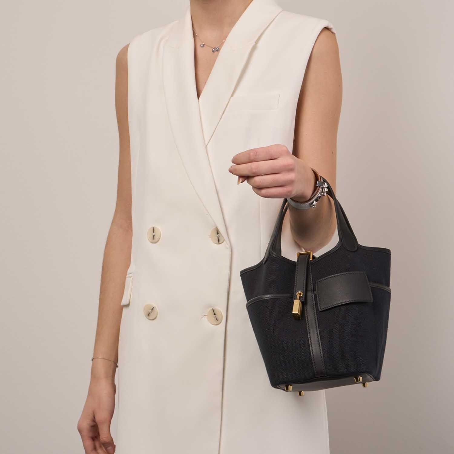 [True-to-ORIGINAL] H**me5 Picotin Lock 18 Pocket Bag Noir For Women 7.1in/18cm H083189CCAA