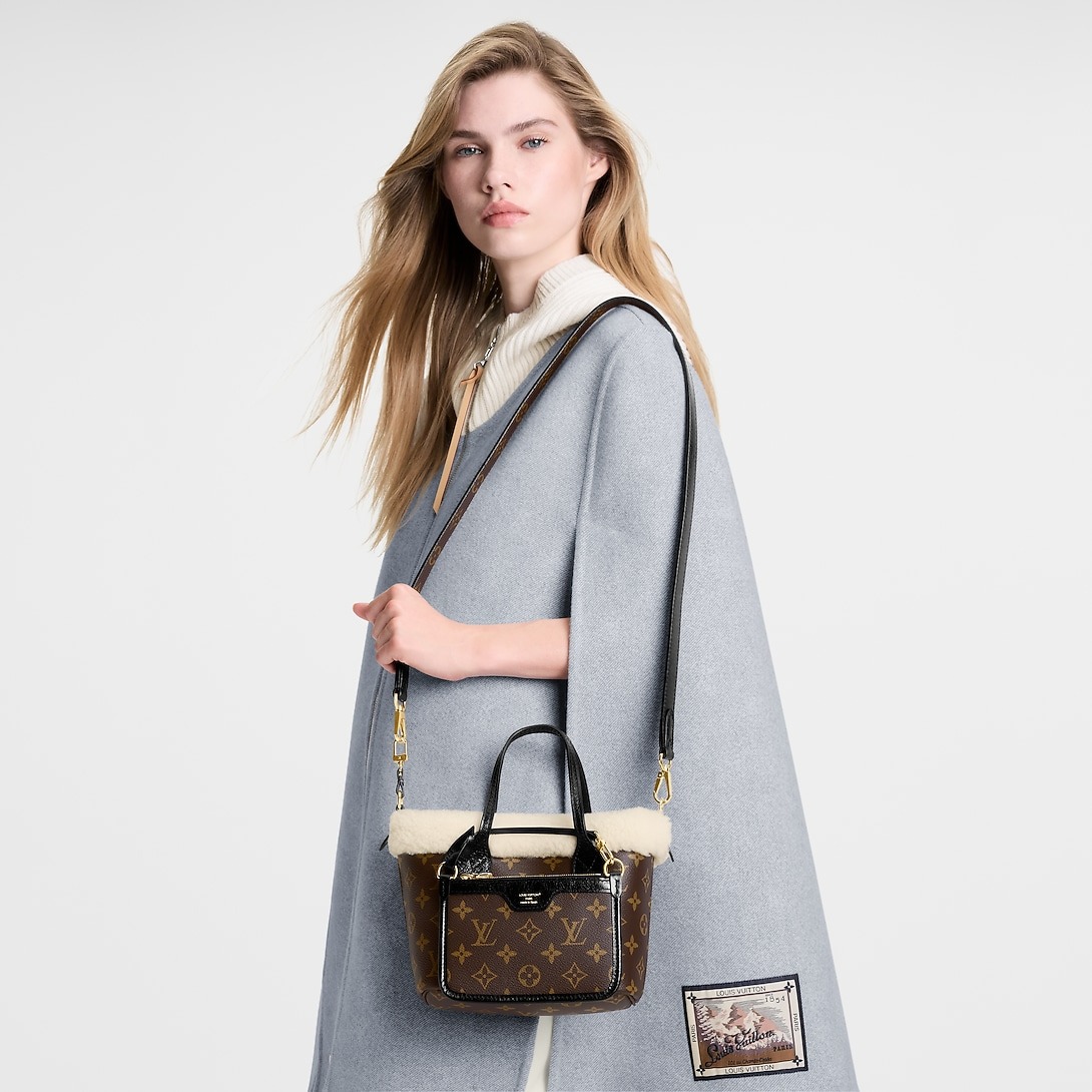 [True-to-ORIGINAL] L0vis Vvtt0n Neverfull Bandoulière Inside Out BB Monogram Shearling For Women 10.4in/26cm M26315