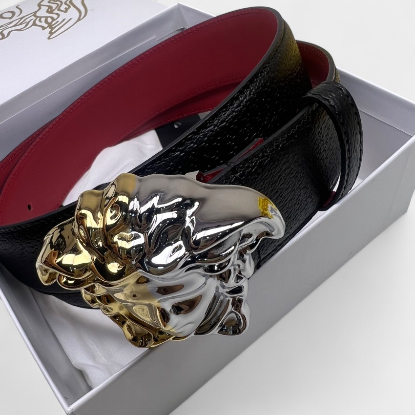 Versace Medusa Head Belt Black/Red 3cm For Men