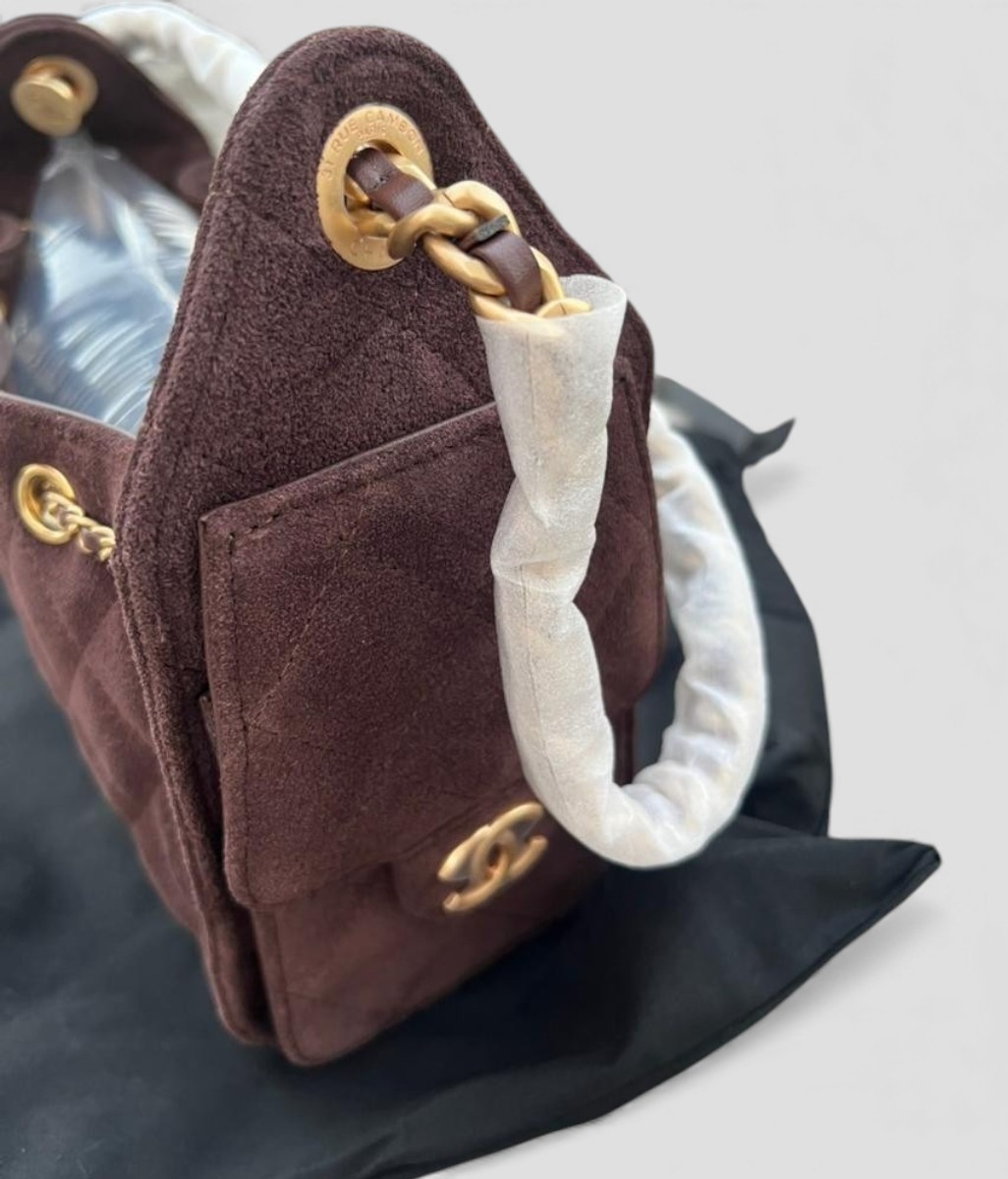 Ch**el 25 Mini Handbag Dark Brown For Women 8.7in/22cm‎ AS5631-B18799-U3950