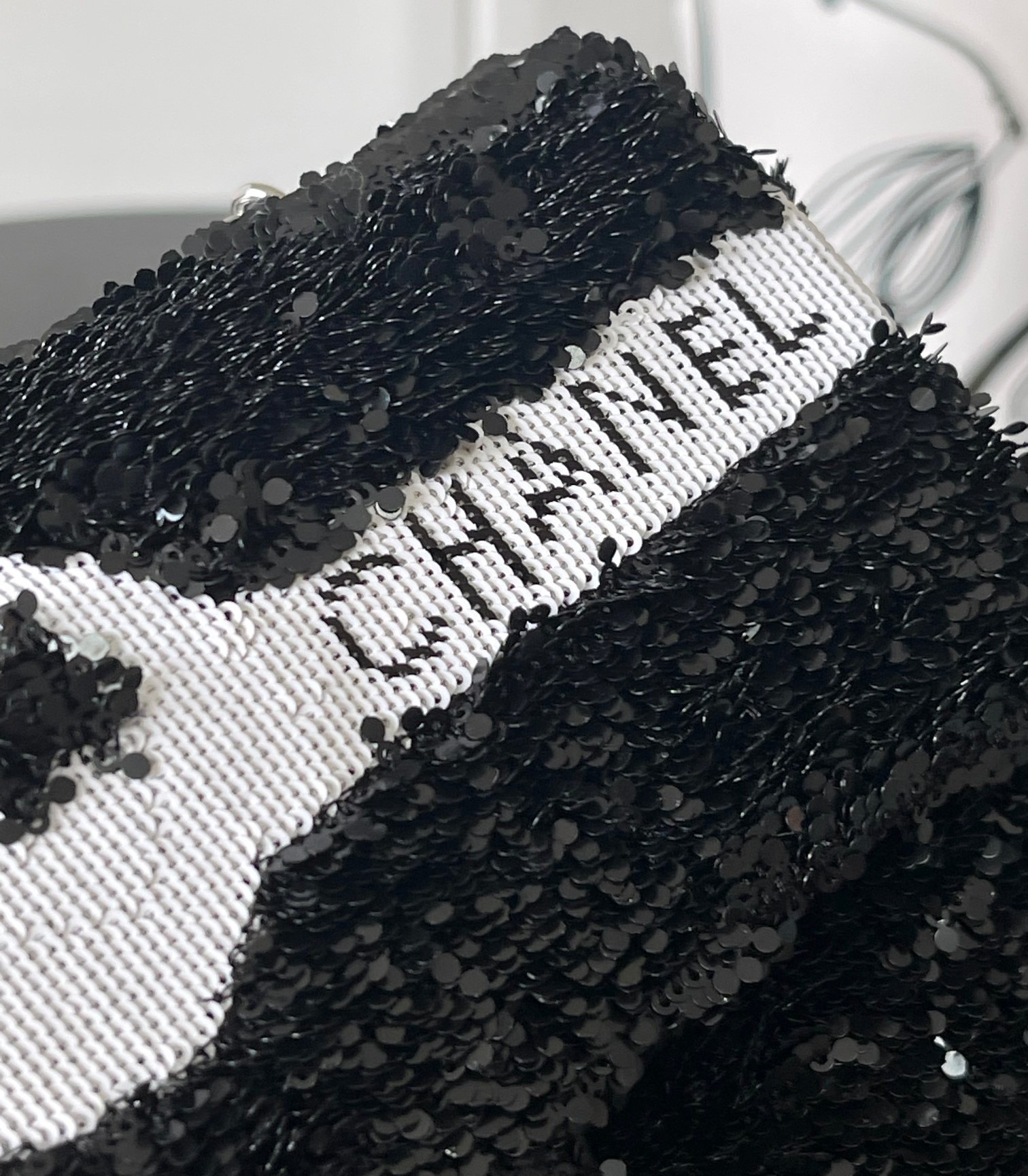 [True-to-ORIGINAL] Ch**el Sequin Bow Mini Flap Bag Black For Women 7.9in/20cm