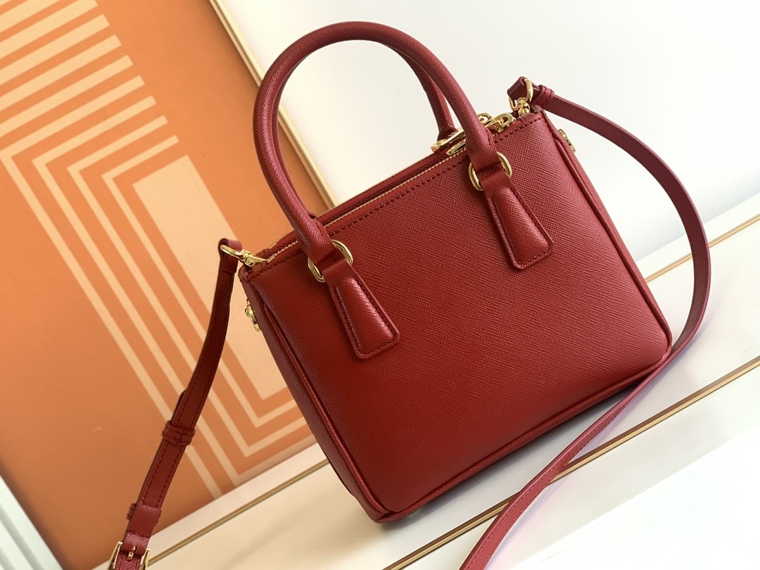 [True-to-ORIGINAL] Pra*a Galleria Saffiano Mini Bag Burgundy For Women 7.8in/20cm
