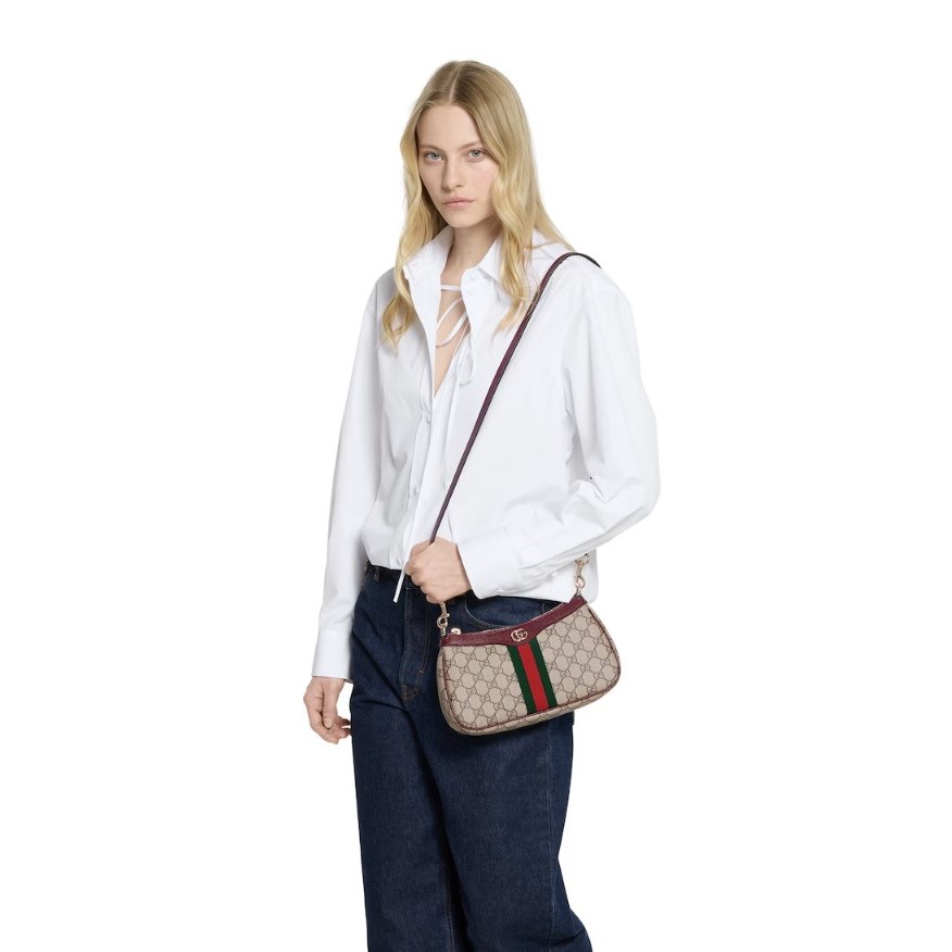 Gvc*1 Ophidia Small Shoulder Bag Beige And Brown GG For Women 10.2in/26cm ‎841341 FAE0J 9789