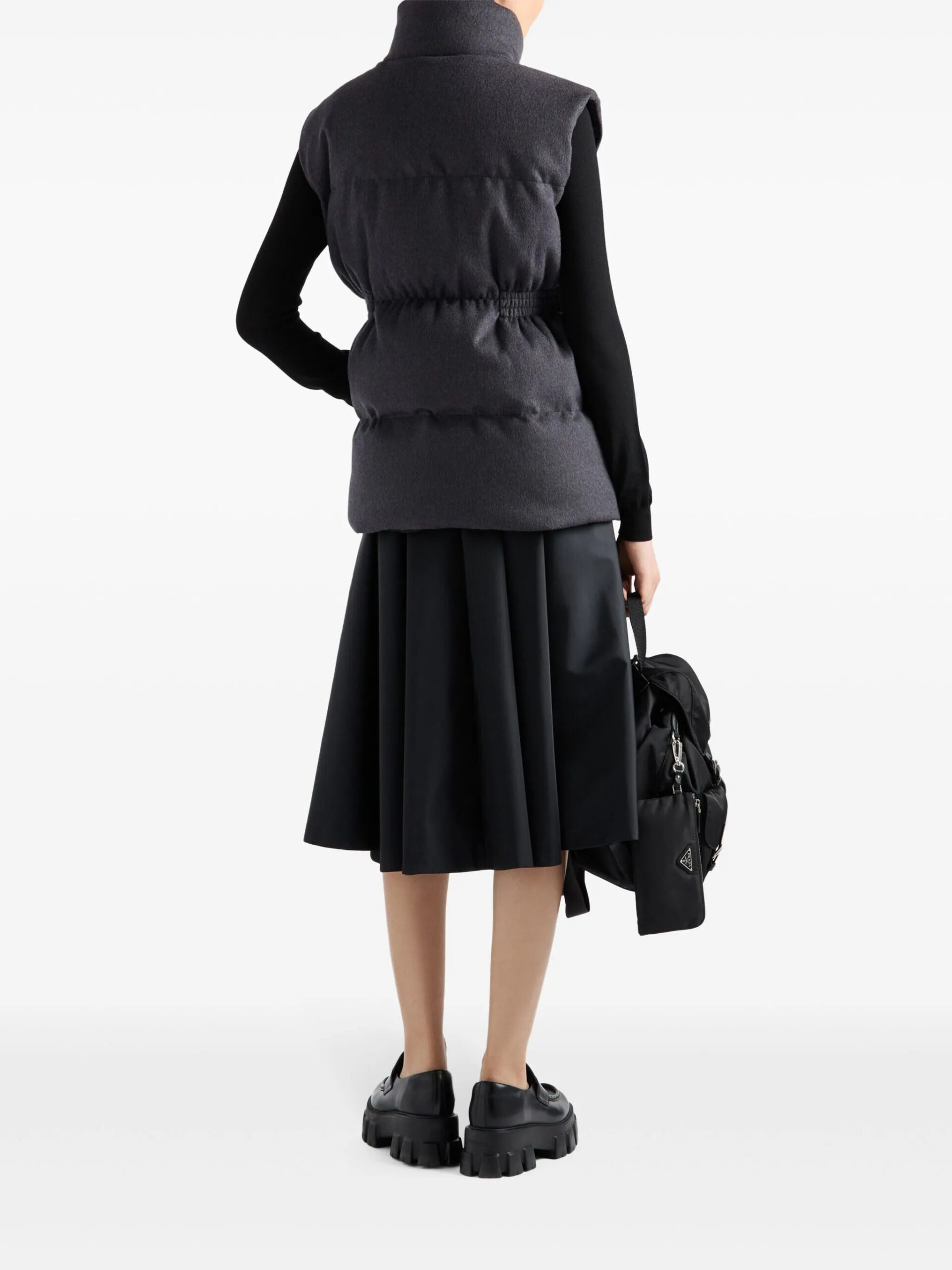 Pra*a Belted Down Padded Gilet Dark Grey For Women