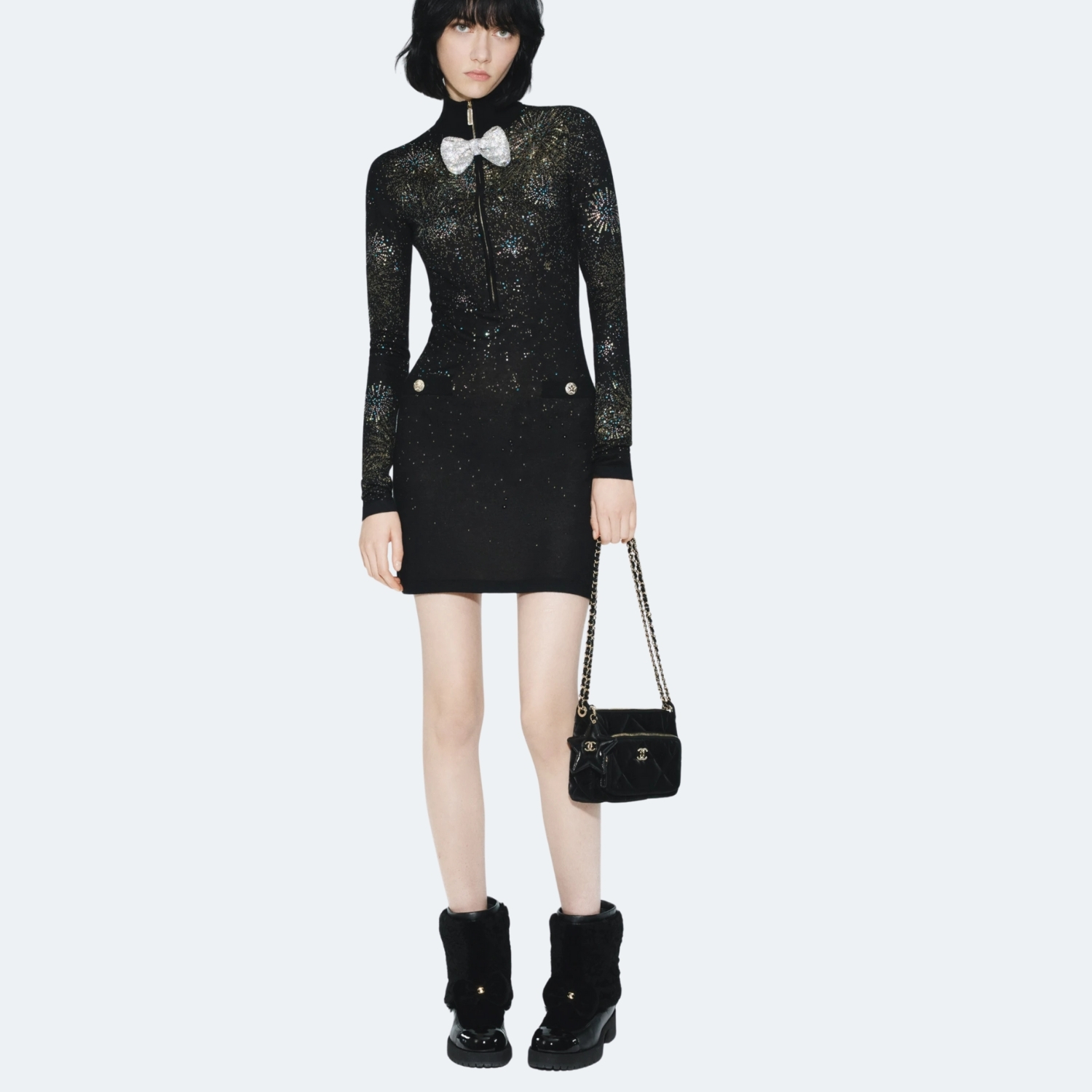 Ch**el Shearling Ankle Short Boots Black 44mm For Women – G46636-B21528-94305