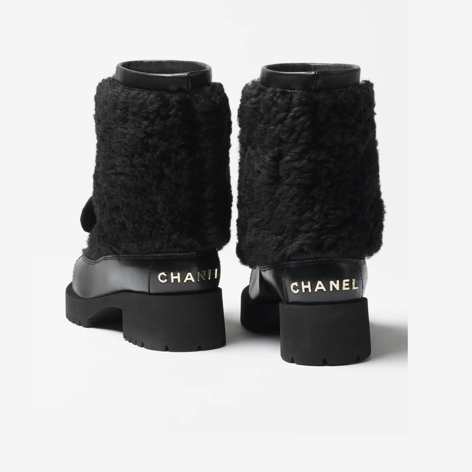 Ch**el Shearling Ankle Short Boots Black 44mm For Women – G46636-B21528-94305