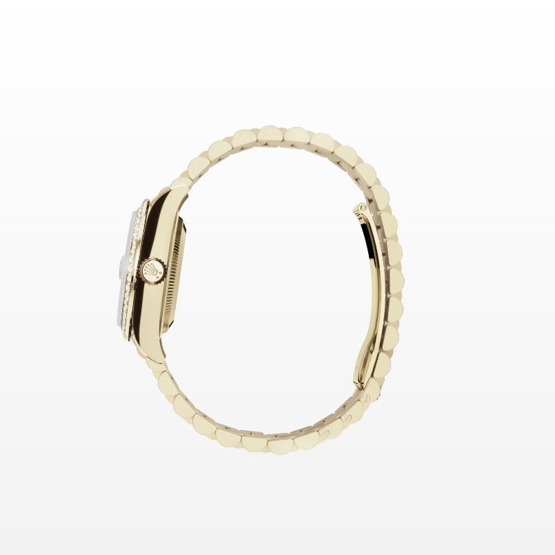 R01ex Lady-Datejust Watch Gold Toned White Pearl Dial 28mm For Women 279138RBR-0015